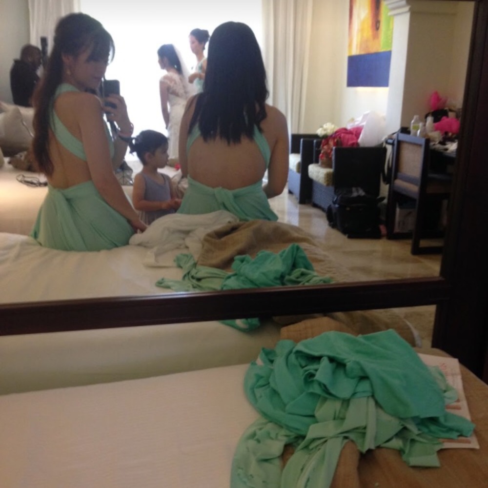 Aqua midi multi-way bridesmaid dress